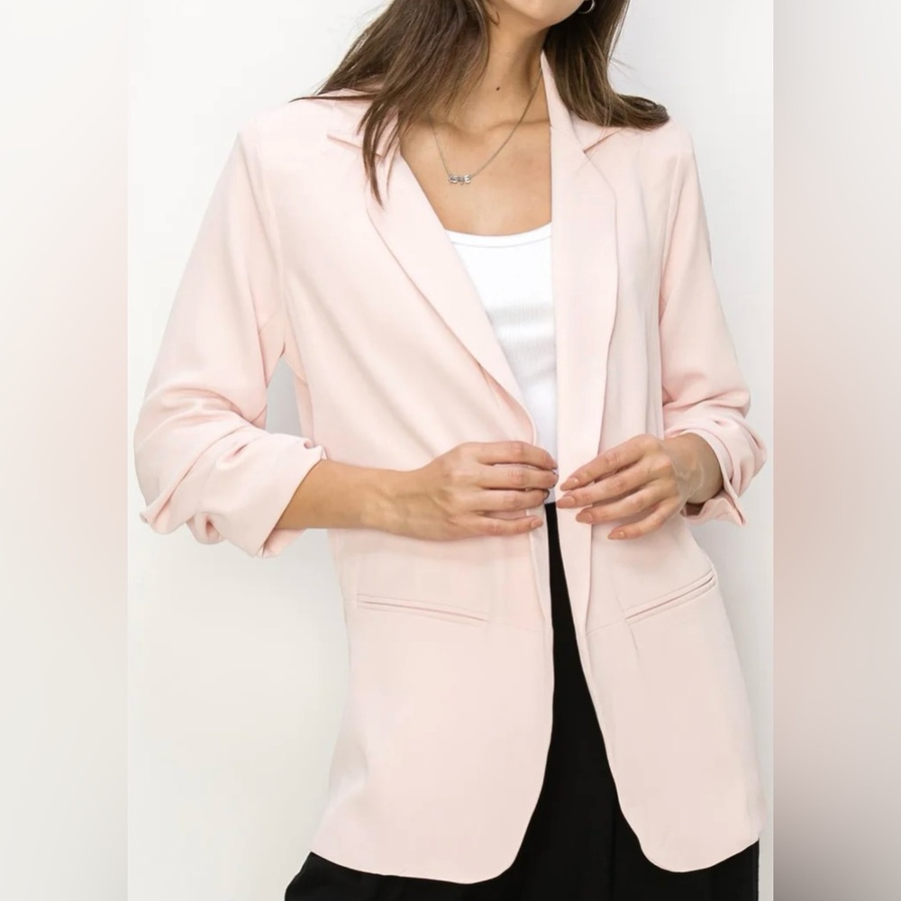 Kaari blue - ruched sleeve blazer